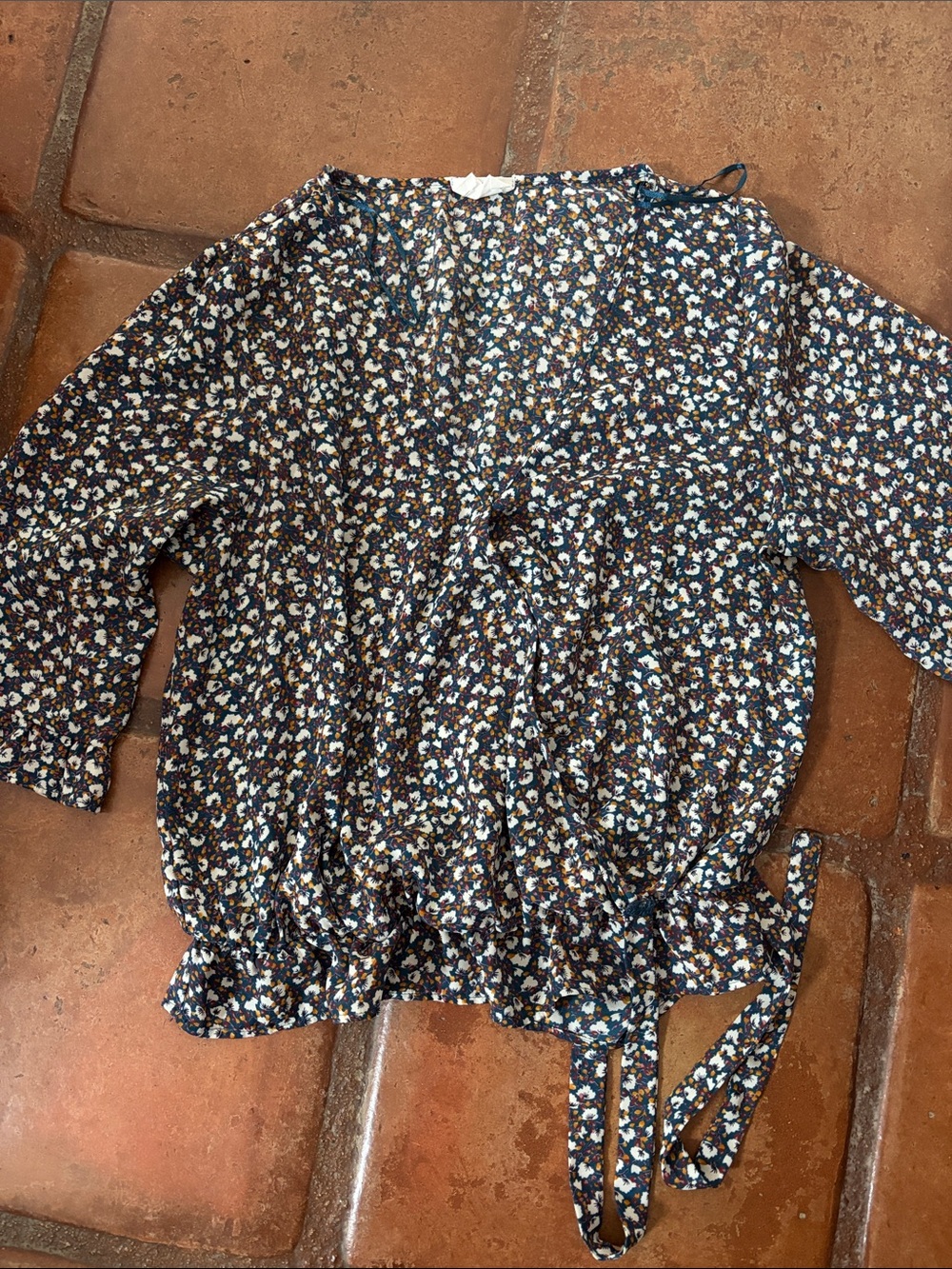 Sienna Sky Navy Floral Tie-Front Blouse